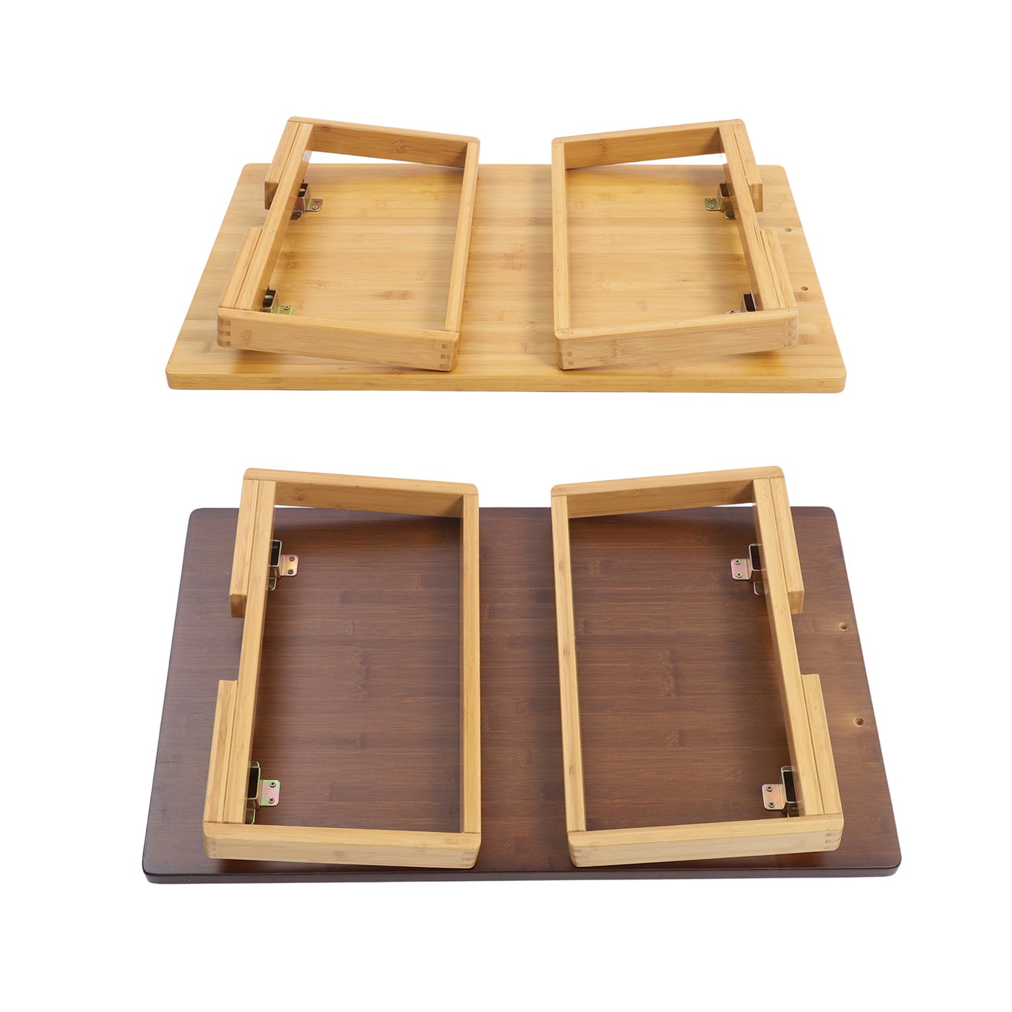 Lage Tafel – Salontafel – Bijzettafel – Laptoptafel – Campingtafel – Ruimtebesparend – Bamboe Blad & Metaal Frame – Inclusief Inklapbare Poten – 75 kg Draagvermogen – Log Color