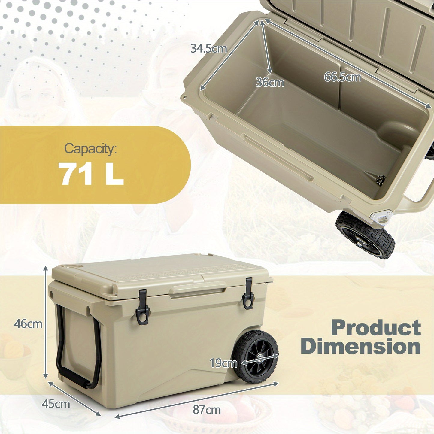 Koelbox – IJskoeler – Picknickkoeler – Campingkoeler – Mobiele Koelbox – Rotomolded Duurzaam Kunststof – 5-7 Dagen Koelduur – All-Terrain Wielen Donkergrijs