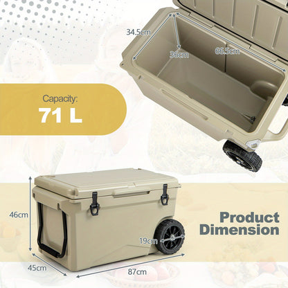 Koelbox – IJskoeler – Picknickkoeler – Campingkoeler – Mobiele Koelbox – Rotomolded Duurzaam Kunststof – 5-7 Dagen Koelduur – All-Terrain Wielen Donkergrijs