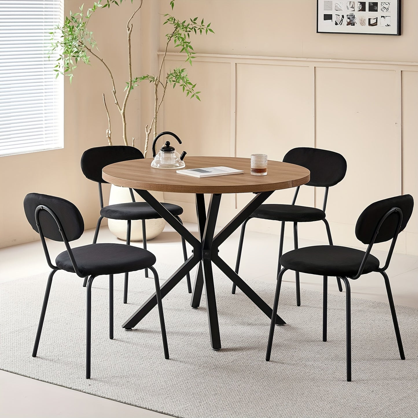 Eetkamerstoelen Set – Stoelen – keukenstoelen – Dining Chairs – Zitstoelen – Zwarte Metalen Poten – Velvet Bekleding – Ergonomisch Design – Zithoogte 47 cm