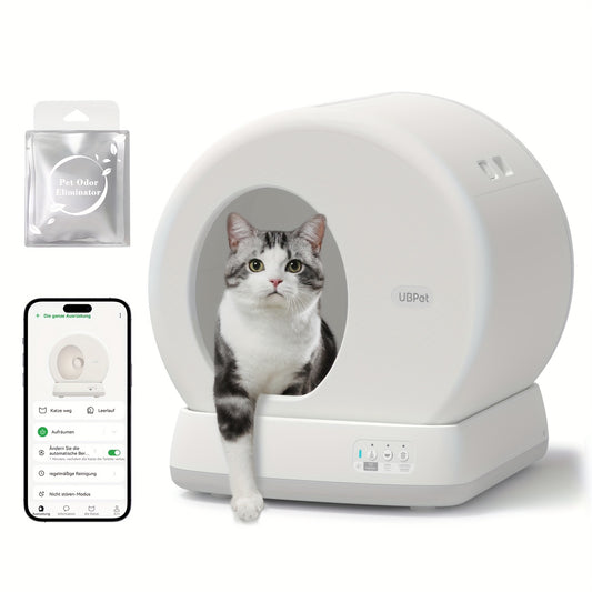 Automatische Kattenbak – Zelfreinigende Kattenbak – Slimme Kattenbak – Geurloze Kattenbak – App-Bediening – Lage Instap 14,7 cm – Geurverdrijver Met 10 Sensoren – Witte Variant