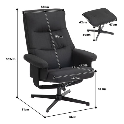 Draaifauteuil – Relaxstoel – Schommelstoel – Fauteuil Met Voetenbank – Lounge Chair Zwart – Fluwelen Bekleding – Schommelfunctie – Draaibaar – Max 150 kg