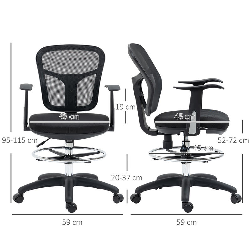 Ergonomische Bureaustoel – Office Chair – Ergonomische Stoel – Bureaustoel Voor Thuis – Draaistoel – Verstelbare Hoogte 59-115cm – Uitschuifbare Voetensteun – Ademend Mesh Rugleuning