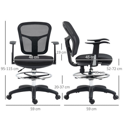 Ergonomische Bureaustoel – Office Chair – Ergonomische Stoel – Bureaustoel Voor Thuis – Draaistoel – Verstelbare Hoogte 59-115cm – Uitschuifbare Voetensteun – Ademend Mesh Rugleuning