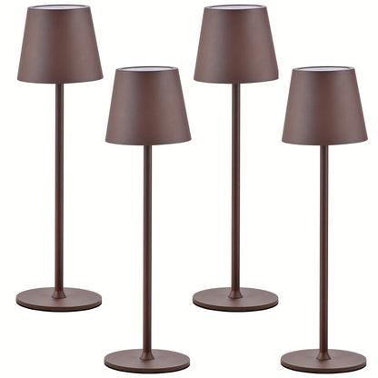 Draadloze Tafellamp – LED Bureaulamp – Nachtlampje – Sfeerverlichting – Oplaadbare Lamp – 4-Pack Bruin – 7000mAh Batterij – Touchbediening