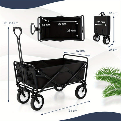 Bolderkar – Bolderwagen – Vouwwagen – Opvouwbare Trolley – Bolderwagen Voor Buiten – Stevig Metaalframe – 82L Laadcapaciteit