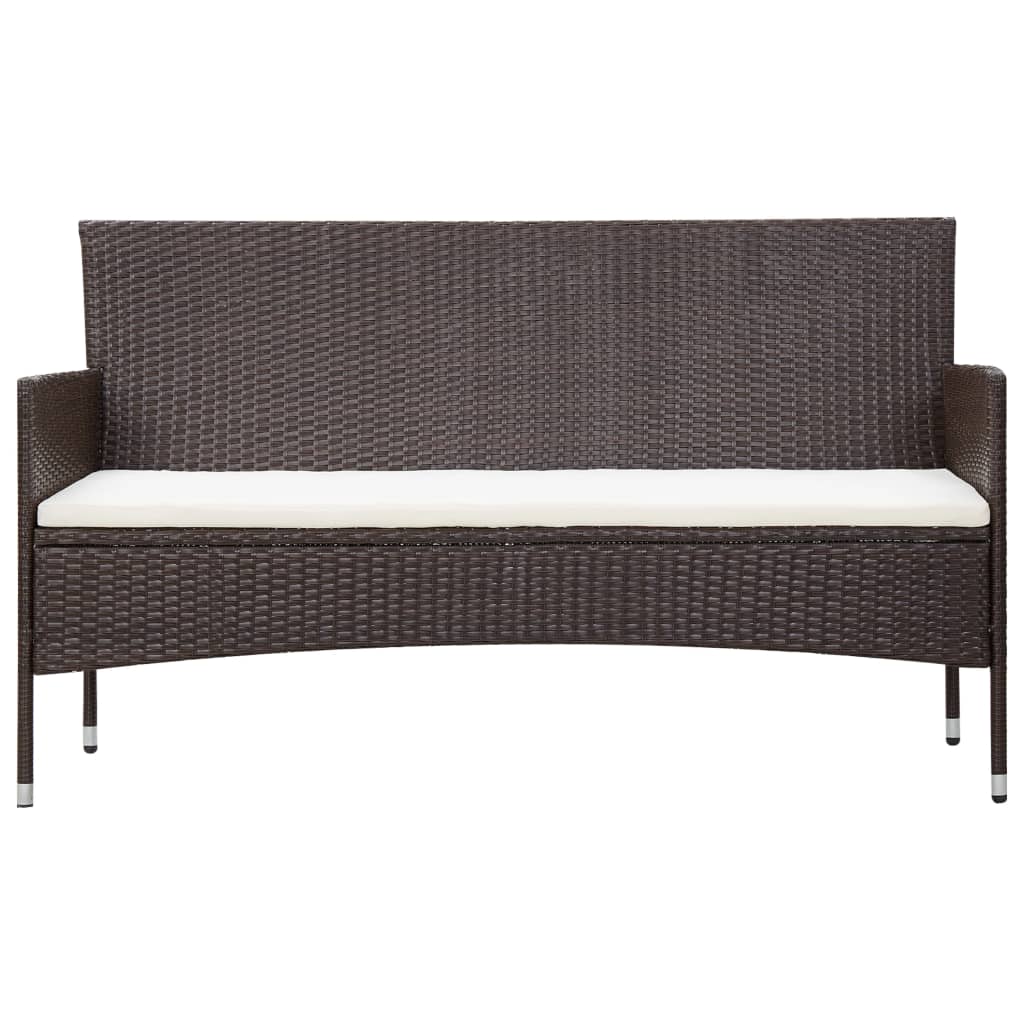 Poly Rattan Tuinset – Garden Set – Loungeset – Balkonmeubilair – Terrasmeubilair – Weerbestendig Polyethyleen Rattan – Comfortabele Afneembare Kussens – Bruin