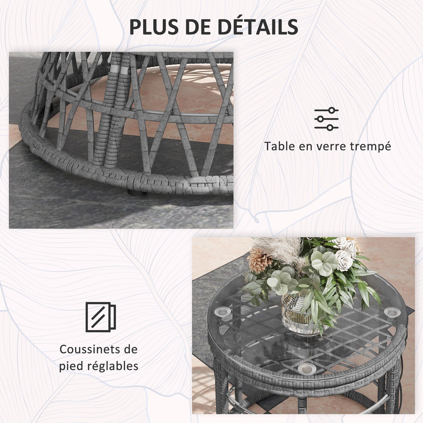 Tuinset – Tuinmeubelset – Loungeset – Balkonset – Tuinmeubelen – 2 Draaibare Papasan Fauteuils – 1 Ronde Bijzettafel – UV Bestendig Rattan Effect – 360° Draaibare Stoelen met Dikke Kussens
