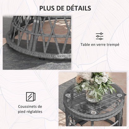 Tuinset – Tuinmeubelset – Loungeset – Balkonset – Tuinmeubelen – 2 Draaibare Papasan Fauteuils – 1 Ronde Bijzettafel – UV Bestendig Rattan Effect – 360° Draaibare Stoelen met Dikke Kussens