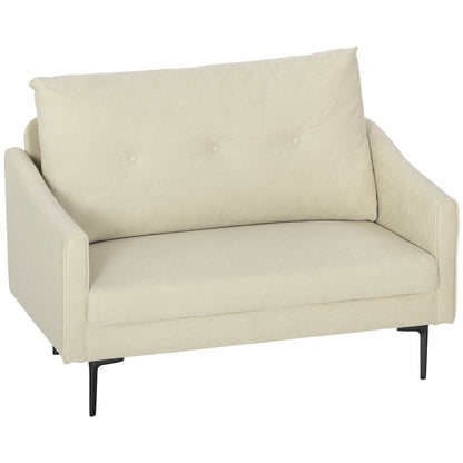 2-Zits Bank – Tweezits Sofa – Zithoek – Loveseat – Loungebank – Cream – Zachte Foam Kussens – Stevig Metalen Frame