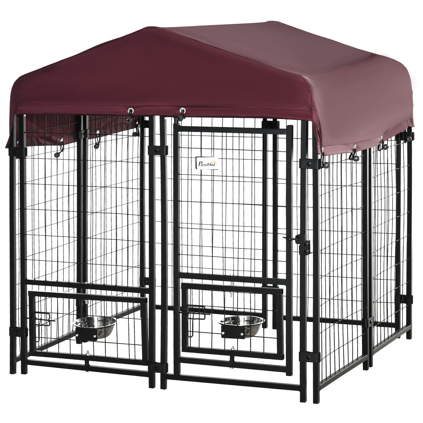 Hondenkennel – Hondenren – Puppyren – Dierenren – Kennel – Weerbestendig Oxford Dak – 120x120x138 cm – Met 2 Draaibare Voerbakhouders
