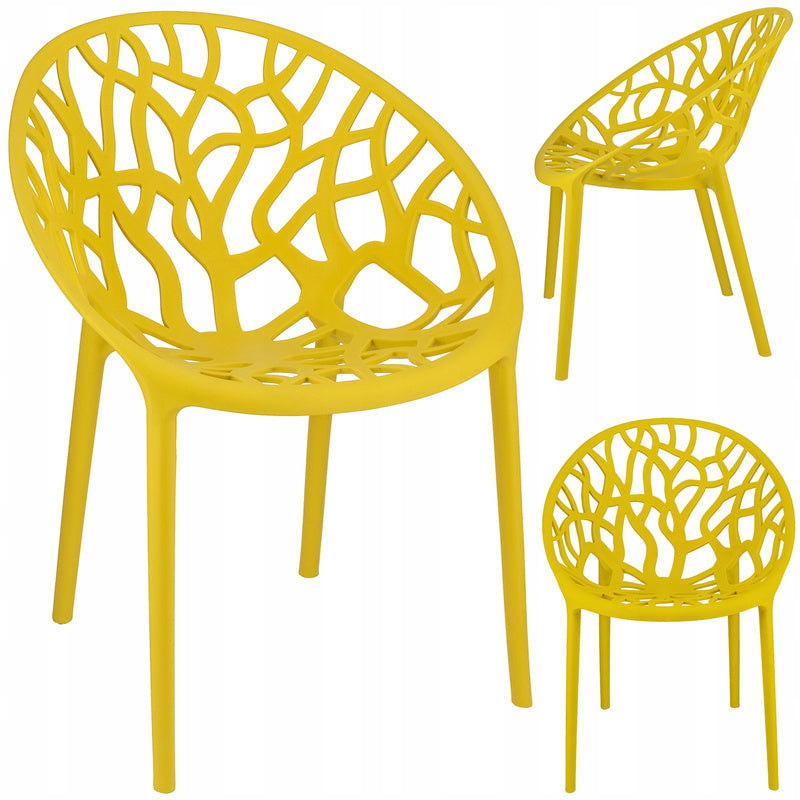 Gele Stoel – Eetkamerstoel – Tuinstoel – Designstoel – Kunststof Stoel – Weerbestendig – 80 cm Hoog – Max 120 kg Belastbaar