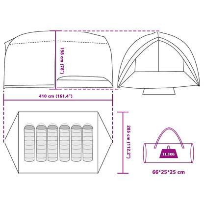 Tunnel Tent – Buitentent – Kampeertent – Tent Voor 6 Personen – Familie Tent – Stevig Polyester – Windbestendig Frame - Groen