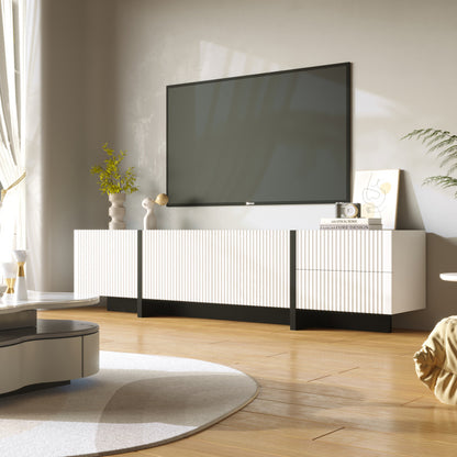 TV-kast – TV-meubel – Entertainmentmeubel – Mediameubel – Zwart-wit TV-meubel – 190 cm breed – Softclose deuren – MDF en spaanplaat