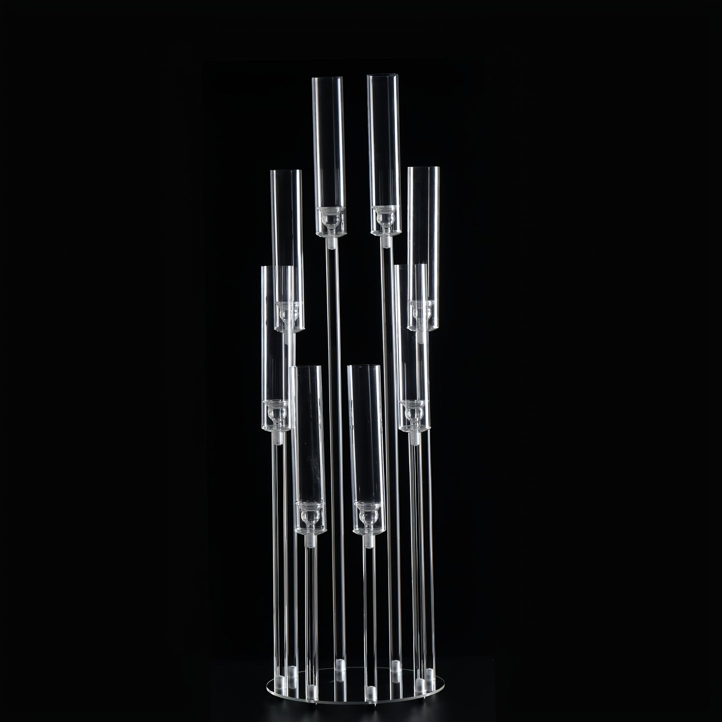 Acryl Kandelaar – Candelabra – Kaarshouder – Kaarsenhouder – Tafelkaarsenhouder – Set Van 4 Met 8 Armen – Transparant Acryl – Hoogteverschillen Voor Speels Effect