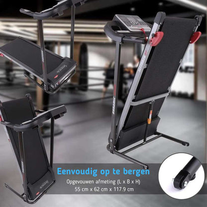 Loopband – Treadmill – Hardloopband – Fitnessapparaat – Inklapbare Loopband Zwart – LCD Display – 4 Verstelbare Hellingshoeken