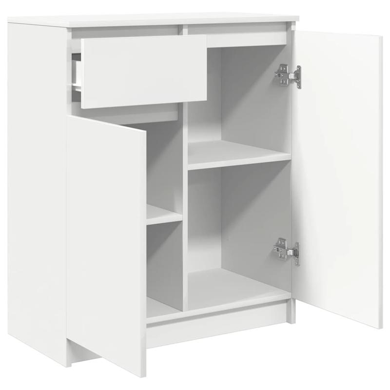 Sideboard with Drawer, White, 71x35x84 cm, Wood Composite Material/Storage Cabinet/Shoe Rack/TV Stand. This Storage Shelf Offers Ample Space to Keep Various Items Organized, Keeping Your Room Tidy