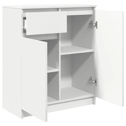 Sideboard with Drawer, White, 71x35x84 cm, Wood Composite Material/Storage Cabinet/Shoe Rack/TV Stand. This Storage Shelf Offers Ample Space to Keep Various Items Organized, Keeping Your Room Tidy