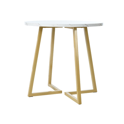 Eettafel – Keukentafel – Dinertafel – Tafel – Ronde Tafel – Marmerlook Blad – Stevig Metalen Onderstel