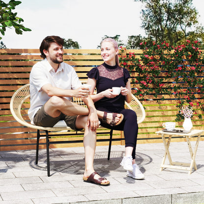 Tuinbank – Buitenbank – Parkbank – Balkonbank – Zwart – 2-zits – Weerbestendig Staal – PE-Rattan Design