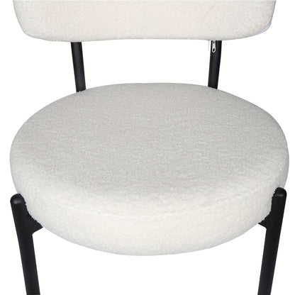Eetkamerstoelen – Stoelen – Kuipstoelen – Keukenstoelen – Dining Chairs – Set Van 4 – Wit – Velvet Bekleding – Met Zwarte Metalen Poot – Open Rugleuning – Modern Design – Comfortabel & Duurzaam