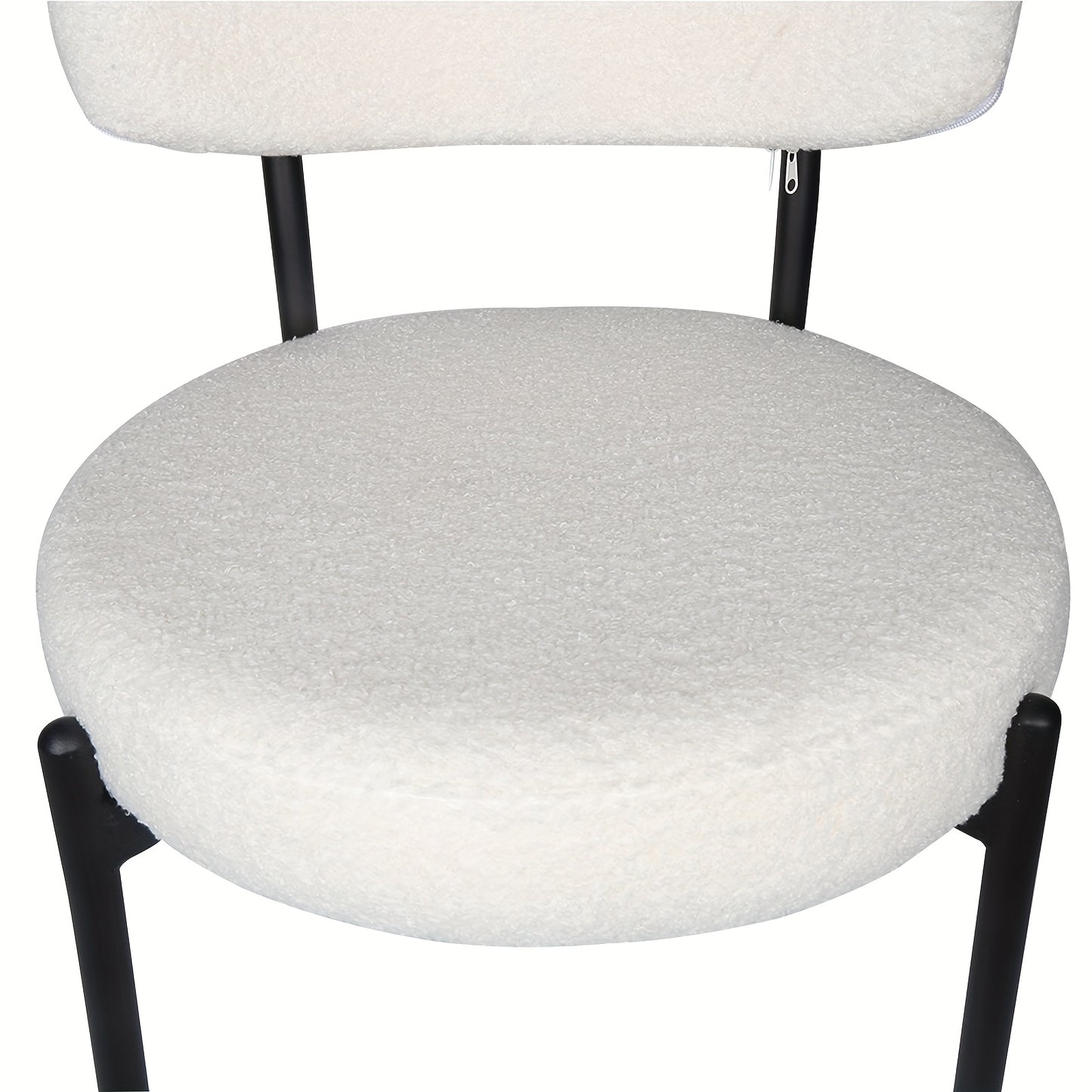 Boucle Fabric Dining Chairs Set Of 4, Round Upholstered Dining Room Chairs with Black Metal Legs, Open Back Design, Modern Kitchen Dining Room Chairs for Kitchen, Living Room (4pcs, White), Kitchen Seating, Minimalist Furnitu