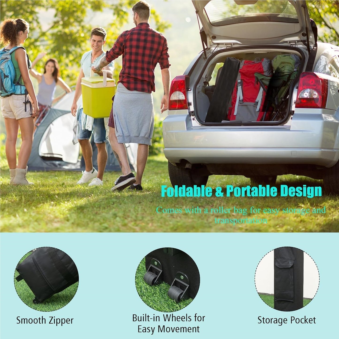 Pop-up Partytent – Partytent, Vouwtent, Tuin Tent, Gazebo – Verstelbare Zijpanelen, Stevig Metalen Frame – 3x3 Meter, Draagbare Tent Met Draagtrolley Grijs