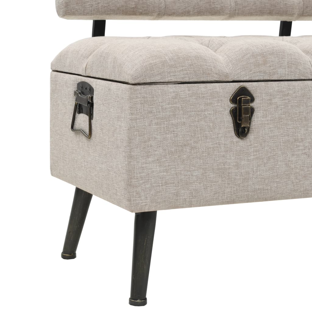 Opbergbank – Zitbank – Opbergkist – Halbank – Opbergmeubel – Kunstleren Bekleding – Hardhouten Frame – Rugleuning – Crème