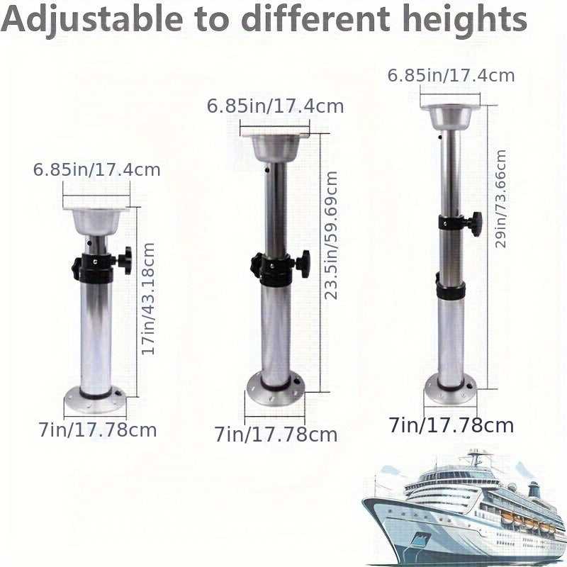 campingtischpoot – verstelbare tafelpoot – campingtafel poot – boot tafelpoot – camper tafelpoot – 3-niveaus verstelbaar 42-75 cm – duurzaam aluminium telescopisch