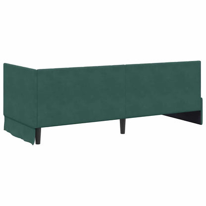 Bedframe – Bedframe Met Lattenbodem – Bed Onderstel – Bedframe Houten Constructie – Donkergroen 90x190 cm – Stevig Engineered Wood – Fluwelen Hoofdeinde
