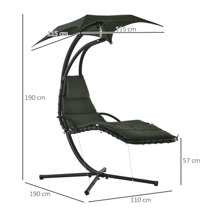 Hangstoel – Schommelstoel – Tuinstoel – Hanggedeelte – Loungechair – Donkergrijs Zwart – Robuust Stalen Frame – Verwijderbaar Zonnescherm