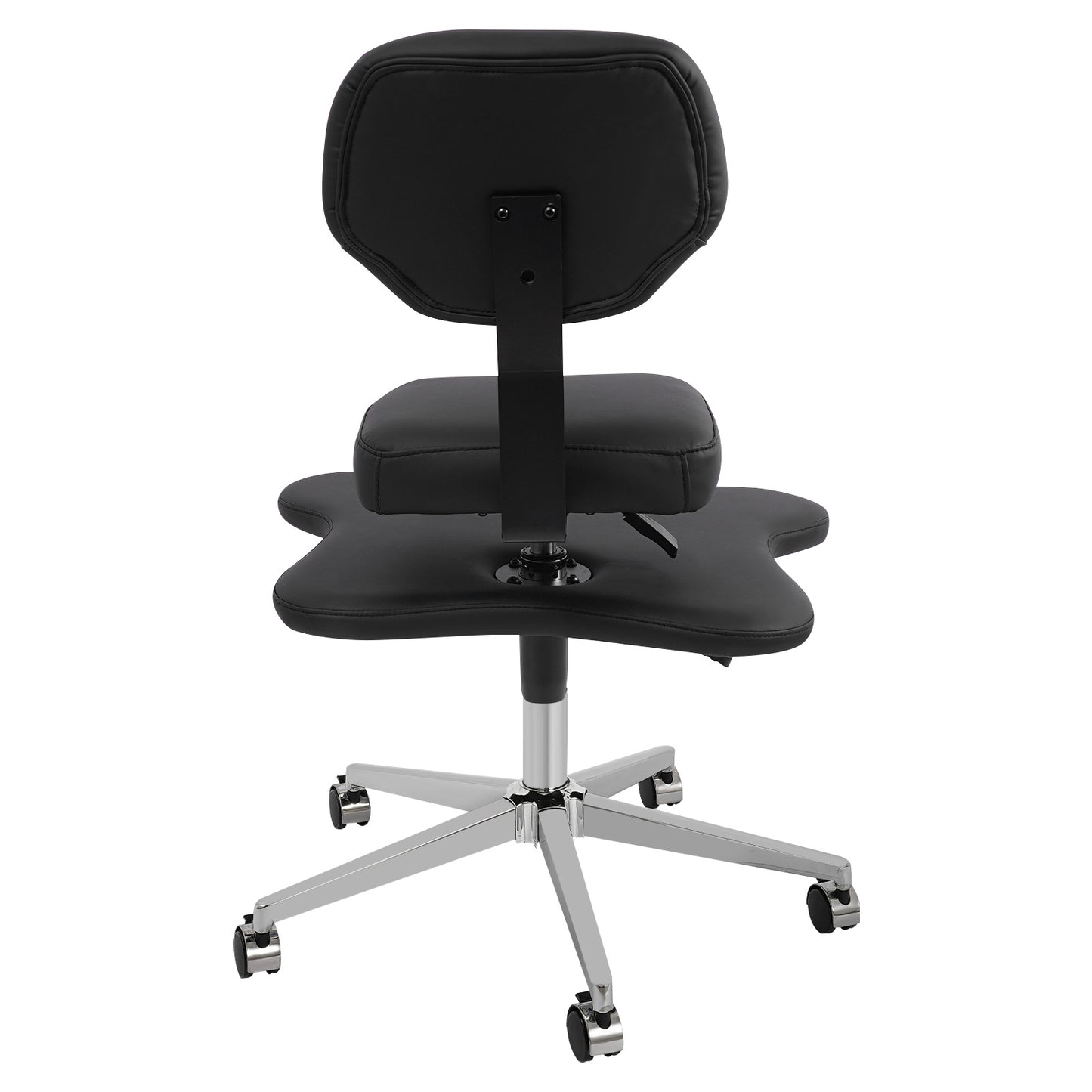 Kniestok – Kruisbeenzitstoel – Meditatiestoel – Yogastoel – Ergonomische Bureaustoel – Verstelbare Hoogte – Gietijzeren Frame, 360° Draaibaar, Zwart