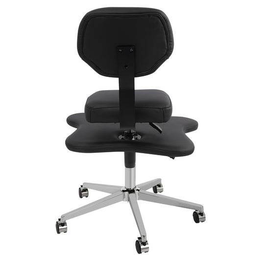Kniestok – Kruisbeenzitstoel – Meditatiestoel – Yogastoel – Ergonomische Bureaustoel – Verstelbare Hoogte – Gietijzeren Frame, 360° Draaibaar, Zwart
