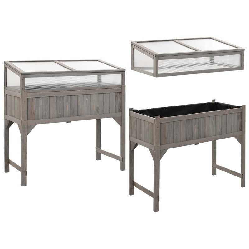 Kweekkas – Tuinkas – Broeikas – Plantenkas – Kweekbak – Verhoogde Plantenbak 110x54x120 cm – Massief Vurenhout – Transparante Kasafdekking Met Opbergplank