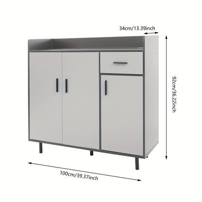 Keukenkast – Keukenopberger – Opbergkast – Buffetkast – Keukenmeubel – Verstelbare Planken – 60 kg Draagkracht – Vrijstaand Modern Design – Wit, Grijs, Zwart