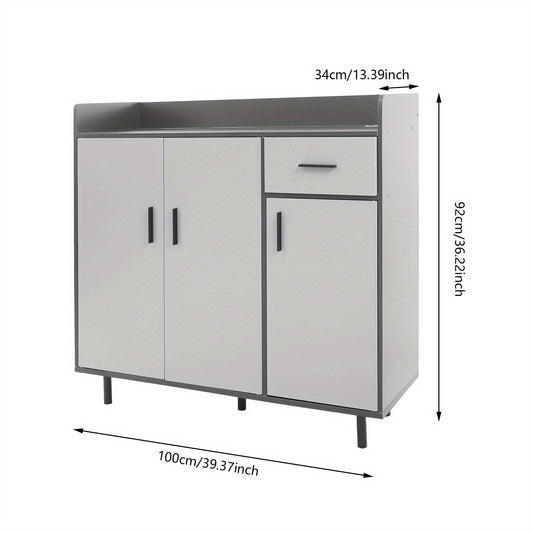 Keukenkast – Keukenopberger – Opbergkast – Buffetkast – Keukenmeubel – Verstelbare Planken – 60 kg Draagkracht – Vrijstaand Modern Design – Wit, Grijs, Zwart