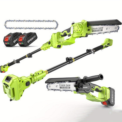 Accukettingzaag – Snoeizaag – Takkenzaag – Boomzaag – Handkettingzaag – 20 cm Zaagblad – 4,8 Meter Telescopische Steel – Brushless Motor – 2x 4000mAh Lithium Accu's inclusief Oplader