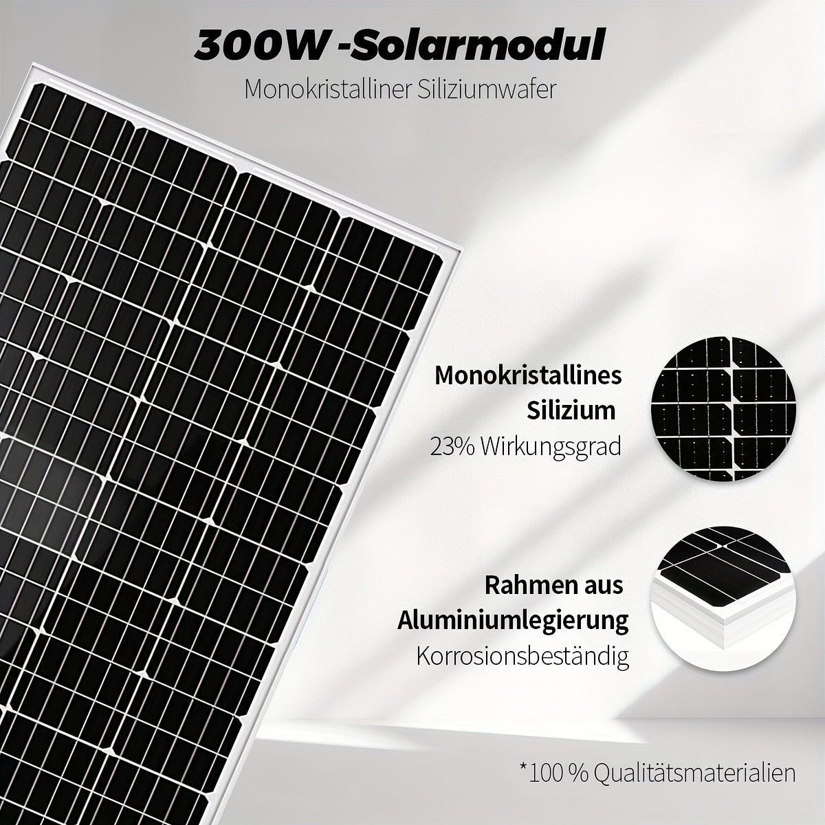 300W Zonnepaneel – Zonnepaneel Module – Solar Module – Fotovoltaïsch Paneel – Monokristallijn Paneel – 18V Hoog Rendement 23% – Weerbestendig Aluminium Frame