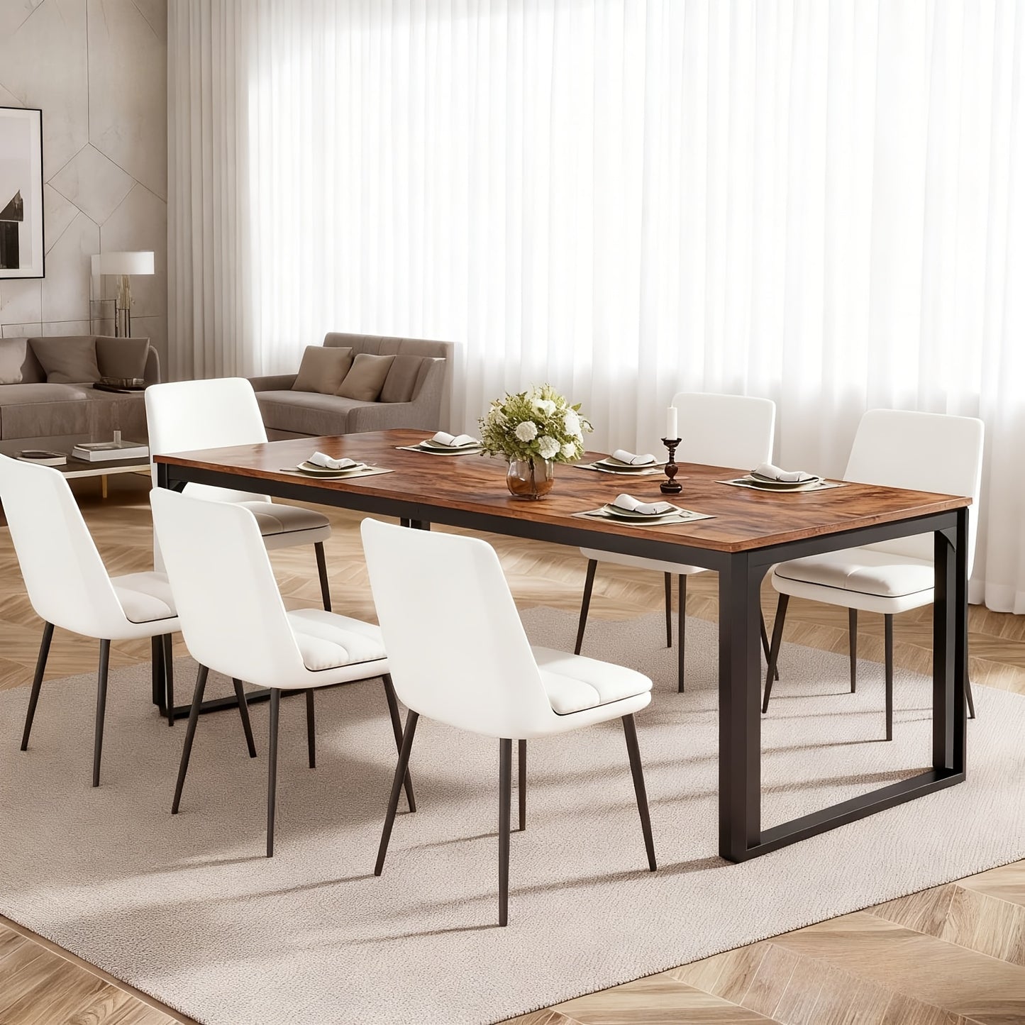Eettafel – Tafel – Keukentafel – Dinertafel – Houten Tafel – Bruin – Voor 6-8 Personen – Duurzaam Gefabriceerd Hout – Stevige Constructie