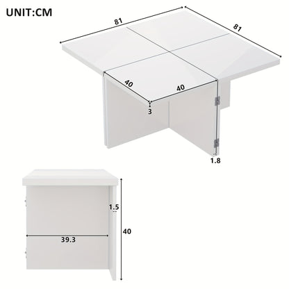 Contemporary Metal Coffee Table with High-Gloss Tabletop - 2-Tier Modern Design, Easy Assembly, No Electricity Needed for Living Room, Bedroom, Office - Durable & Stylish Home Decor, Coffee Table for Living Room, Bedroom Nigh