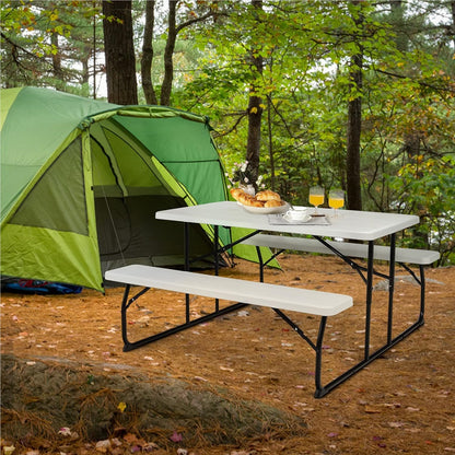 Campingtafel – Picknicktafel – Klaptafel – Vouwtafel – Kampeertafel – Inklapbaar – Ruim 136 cm – Weerbestendig Wit