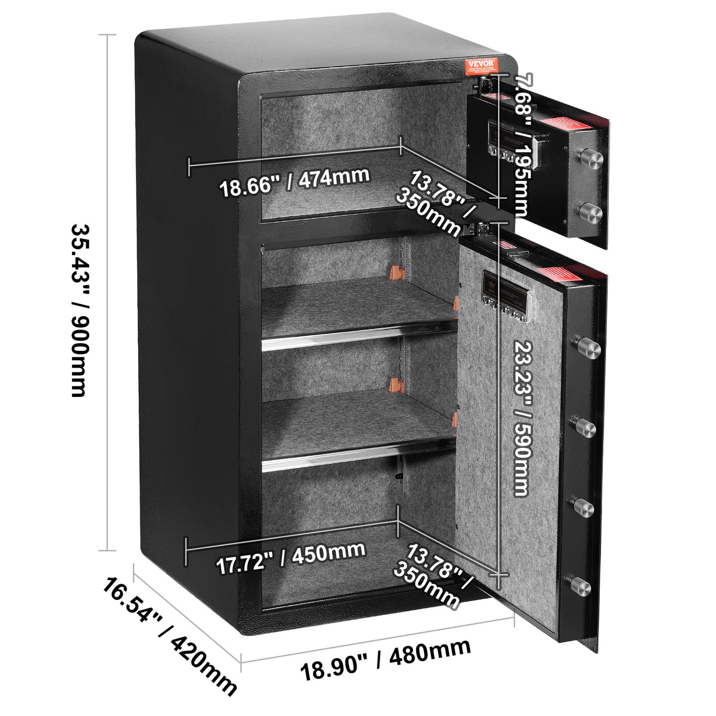 Kluis – Veiligheidskluis – Brandkast – Geldkluis – Documentenkluis – Zwarte Stalen Kluis – Dubbel Alarmsysteem – 7,2 Cu.ft Ruimte