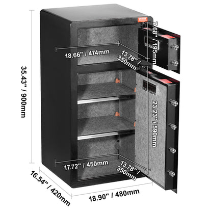 Kluis – Veiligheidskluis – Brandkast – Geldkluis – Documentenkluis – Zwarte Stalen Kluis – Dubbel Alarmsysteem – 7,2 Cu.ft Ruimte