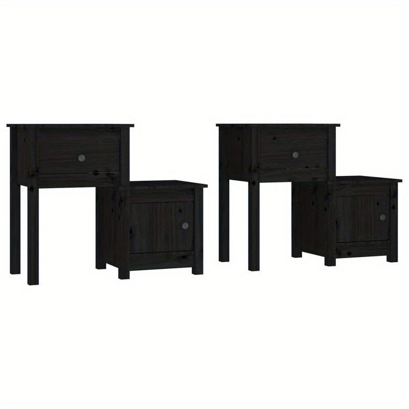 Nachtkastjes 2 st 79.5x38x65.5cm massief grenenhout zwart