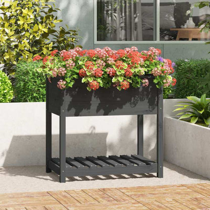Plantenbak – Bloembak – Tuinbak – Moestuinbak – Kweekbak – Massief Grenenhouten – Weerbestendig – 82,5x54x81 cm – Met Opbergrek