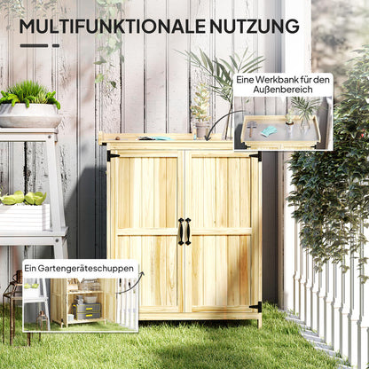 Tuinkast – Tuinkist – Tuinberging – Gereedschapskast – Opbergkast – Hout Met Roestvrijstalen Werkblad – Dubbele Deuren