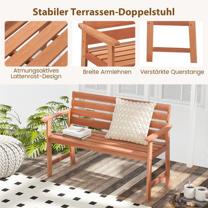 Tuinbank – Buitenbank – Balkontafel – Parkbank – Houten Bank – Hardhouten 2-Zits – Weerbestendig – 120,5 x 64 x 84 cm