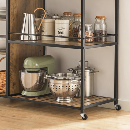 Keukentrolley – Serveerwagen – Opbergkast – Keukenwagen – Keukenrek – Industrieel Design – 110x45x92 cm – Zwenkwielen Met Rem