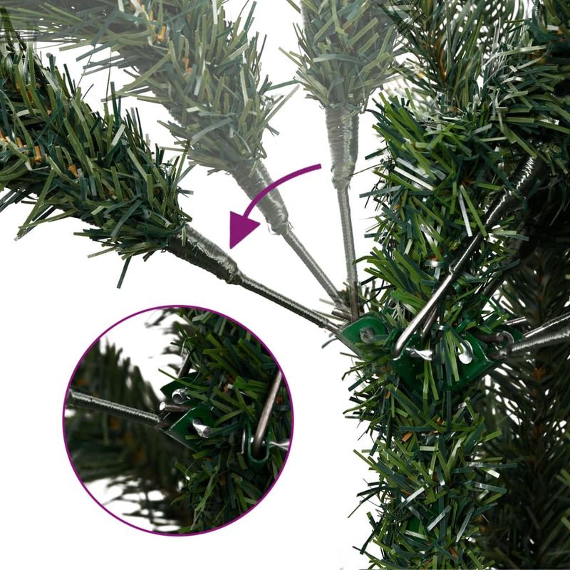 210cm Green Foldable Artificial Christmas Tree with Hinges and Stand - Full, Realistic Look, Easy Assembly, Space-Saving Design for Home, Office, Hotel, Restaurant - Heavy Base, No Needed, Lightweight & Sturdy Construction -