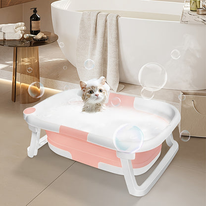 Hondenzwembad – Hondenbad – Dierenbad – Hondenwasbak – Opzetbad – Opvouwbaar Design – Anti-Slip Bodem – 63x43x20 cm Roze – Met Stopkraan